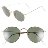 Ray-Ban Icons 50mm Round Metal Sunglasses_GOLD/ GREEN