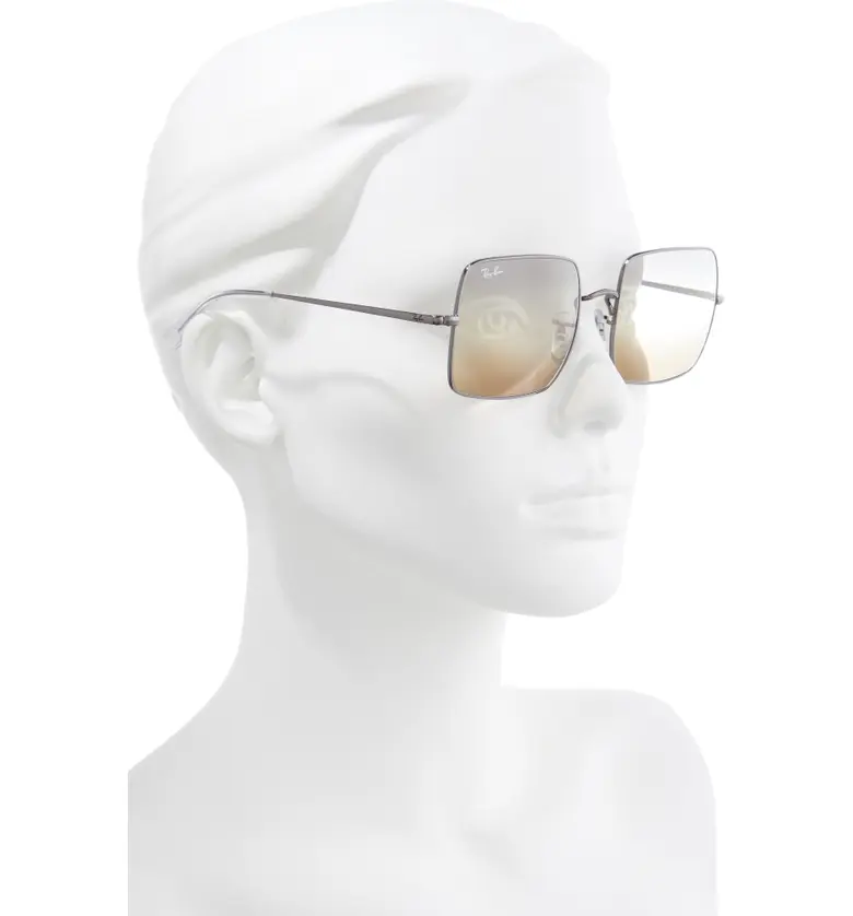 레이벤 Ray-Ban 54mm Square Sunglasses_GUNMETAL / CLEAR GRADIENT GREY