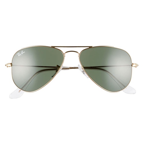 레이벤 Ray-Ban 52mm Extra Small Aviator Sunglasses_GOLD/ GREEN SOLID
