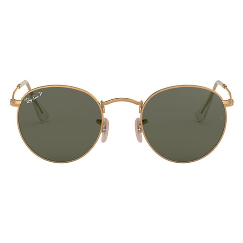 레이벤 Ray-Ban 50mm Polarized Round Sunglasses_GOLD/ GREEN SOLID