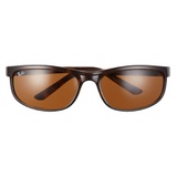 Ray-Ban 62mm Oversize Rectangle Wrap Sunglasses_SHINY DARK HAVANA/ BROWN