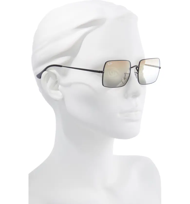 레이벤 Ray-Ban 54mm Rectangular Sunglasses_BLACK/ CLEAR GRADIENT BROWN