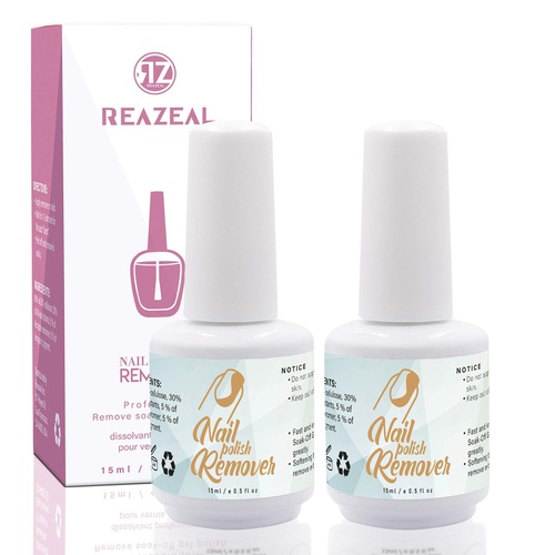  Reazeal 2pcs Magic Nail Polish Remover, Removes Soak-Off Gel Nail Polish, Easily & Quickly,Professional Non-Irritating Nail Polish Remover