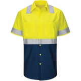 Red Kap Mens Hi-vis Ss Colorblock Ripstop Work Shirt-Type R, Class 2
