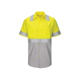 Red Kap Mens Hi-vis Ss Colorblock Ripstop Work Shirt-Type R, Class 2