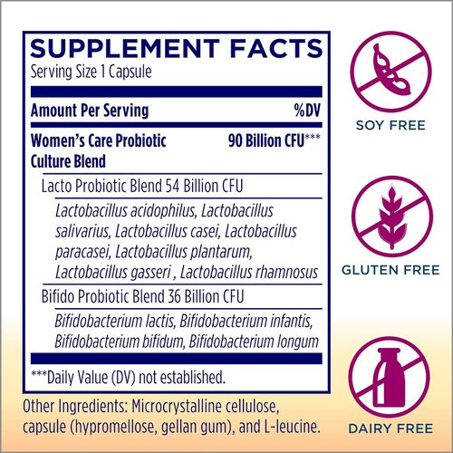  Renew Life Probiotics for Women, 90 Billion CFU Guaranteed, Probiotic Supplement for Digestive, Vaginal & Immune Health, Shelf Stable, Soy, Dairy & Gluten Free, 30 Capsules