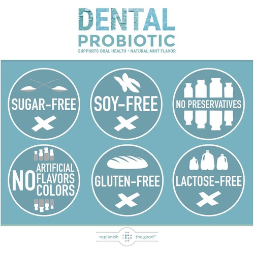  Replenish The Good Dental Probiotic Vegan Supplements w/ BLIS K12 & M18 Boosts Oral Health Fights Bad Breath (Halitosis), Tooth Decay, Strep Throat 60 Sugar-Free Chewable Tablets (