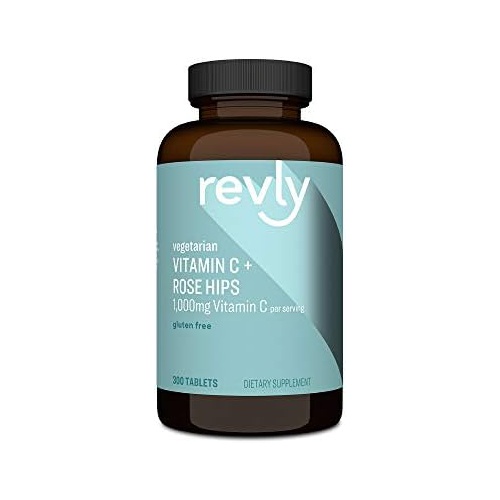  Amazon Brand - Revly Vitamin C 1,000mg with Rose Hips, Gluten Free, Vegetarian, 300 Tablets