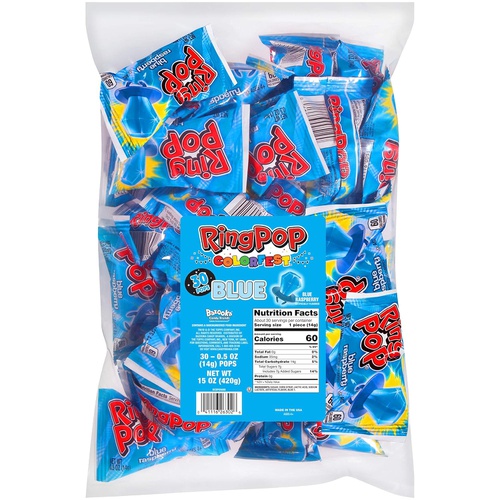  Ring Pop Individually Wrapped Blue Raspberry Bulk Lollipop Easter Pack  30 Count Blue Raspberry Flavored Lollipop Suckers - Fun Candy for Easter Decorations, Baskets & Egg Hunts