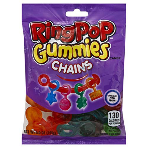  Ring Pop Valentines Day Gummies Chains Candy - Individual 12 Bags Assorted Gummy Candy Flavors (5 Oz Bag) - Fun Candy Valentines & Candy Jewelry for Kids