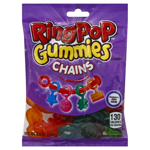  Ring Pop Valentines Day Gummies Chains Candy - Individual 12 Bags Assorted Gummy Candy Flavors (5 Oz Bag) - Fun Candy Valentines & Candy Jewelry for Kids