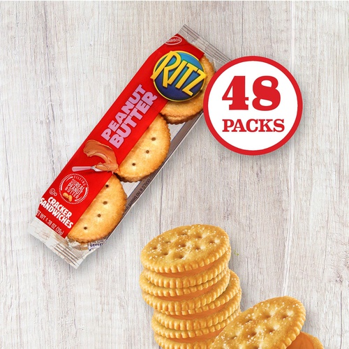  Ritz (RIUM9) Sandwich Crackers, (6 Boxes) 1.38 Ounce (Pack of 48), Peanut Butter, 66.24 Ounce