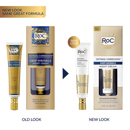  RoC Retinol Correxion Deep Wrinkle Anti-Aging Retinol Night Cream, 1 Ounce (Packaging May Vary) Retinol Moisturizer for Face, Wrinkle Cream for Face