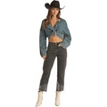 Rock and Roll Cowgirl Fringe Cropped in Charcoal RRWD9HRZQV