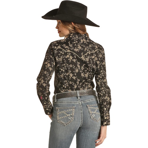  Rock and Roll Cowgirl Floral Snap with Piping RRWSOSRZ0X