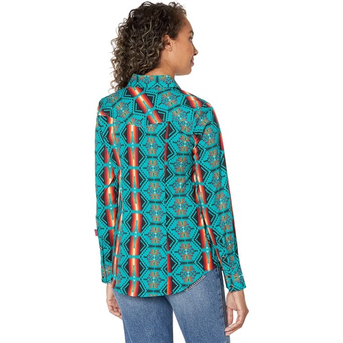  Rock and Roll Cowgirl Snap Shirt with Aztec Print RRWSOSRZ15