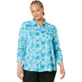 Roper Plus Size Rodeo Star Printed Rayon Western Blouse wu002F Snaps