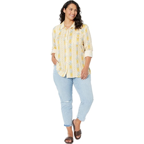 로퍼 Roper Plus Size Rayon Western Blouse with Southwest Wallpaper Print