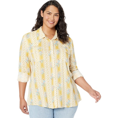 로퍼 Roper Plus Size Rayon Western Blouse with Southwest Wallpaper Print