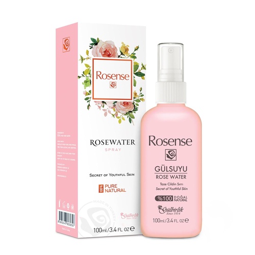  Rosense 100% Pure Natural Vegan Turkish Rosewater Hydrating Face Mist/Rose Water Face Toner (No Additives, No Chemicals, No Preservatives) 100mL/3.4 Oz