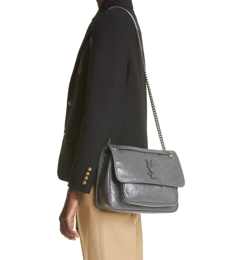 이브 생로랑 Saint Laurent Medium Niki Matelasse Leather Shoulder Bag_STORM