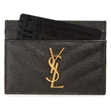 Saint Laurent Monogram Quilted Leather Credit Card Case_NERO