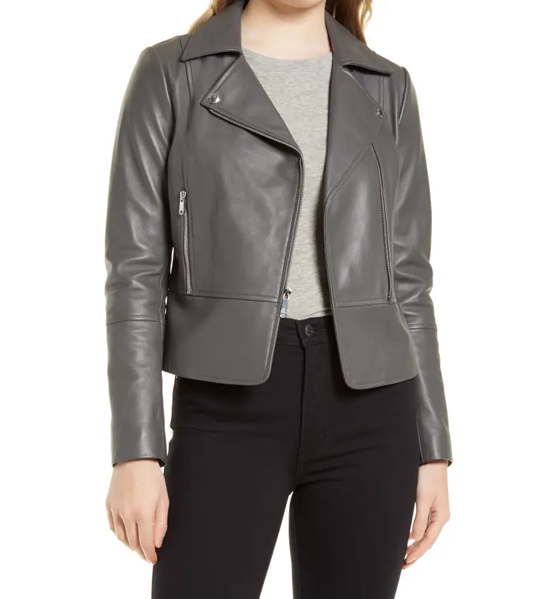 Sam Edelman Peplum Lambskin Leather Moto Jacket_MOONLIGHT GREY