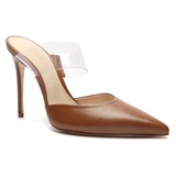 Schutz Sionne Clear Strap Pointed Toe Mule_WOOD/ TRANSPARENT LEATHER