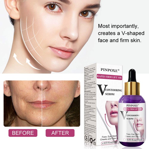  SCOBUTY V Line Serum, Chin Up Serum, Double Chin Reducer Chin Serum V Up Contour Tightening Firming Face Lift Serum Neck Serum V-Line Lifting Patches V Shaped Slimming Face Serum 15 ML
