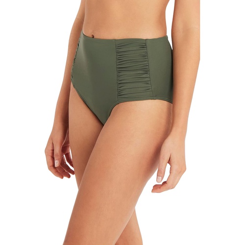  SEA LEVEL SWIM Essentials Gathered Side High-Waist Pant Bottoms Swimsuit