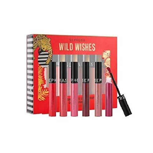  Sephora Wild Wishes Holiday Cream Lip Stain Set - always red, pink tea, rose redux, black cherry, blackberry sorbet, marvelous mauve