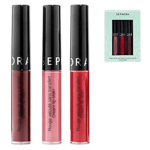  Sephora Cream Lip Stain 3-Piece Set (Includes: Always Red, Marvelous Mauve, Black Cherry)