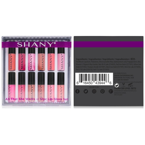  SHANY Cosmetics SHANY All That She Wants - Set of 12 Matte, Pearl, and Shimmer Mini Lipgloss Set