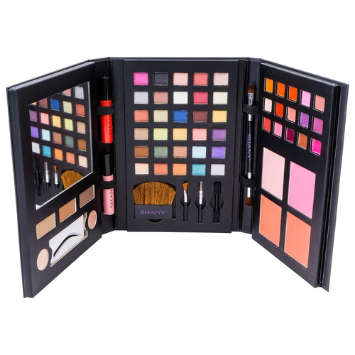  SHANY Cosmetics Shany luxe book makeup gift set - all in one travel cosmetics kit with 30 eyeshadows, 15 lip colors, 5 brushes, 4 pressed blushes, 3 brow colors, and mirror, Multi-