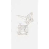 SHAY 18k White Gold Square Stacked Baguette Stud Earrings