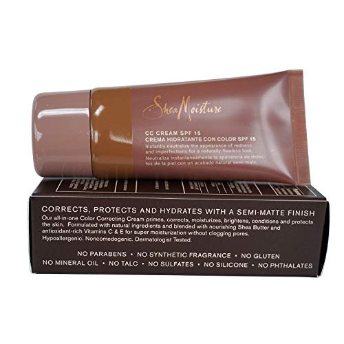  SheaMoisture ALL IN ONE CC Cream SPF 15 (2 PACK) - Primes, Corrects, Moisturizes, Brightens, Conditions and Protects WITHOUT CLOGGING PORES! (Medium) (3.4oz)