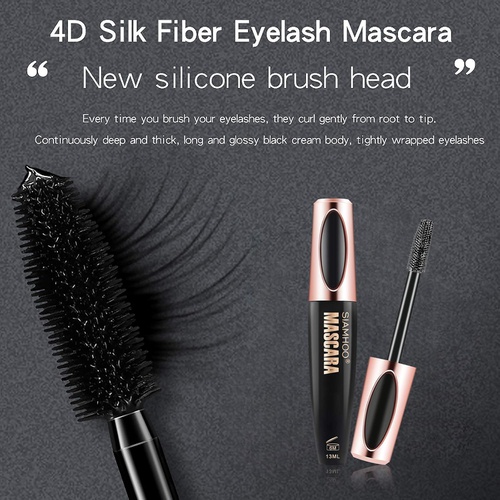  SIAMHOO 4D Silk Fiber Lash Mascara Smudge-Proof Waterproof Mascara Long Lasting Hypoallergenic Voluminous Mascara Black Volume and Length 2PCS