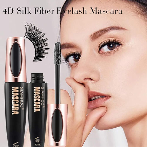  SIAMHOO 4D Silk Fiber Lash Mascara Smudge-Proof Waterproof Mascara Long Lasting Hypoallergenic Voluminous Mascara Black Volume and Length 2PCS