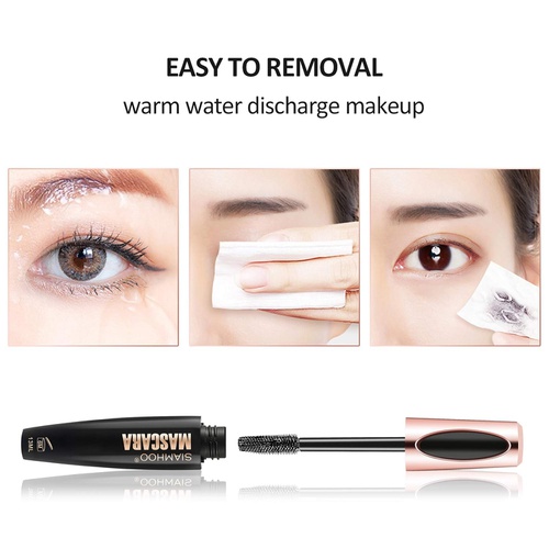  SIAMHOO 4D Silk Fiber Lash Mascara Smudge-Proof Waterproof Mascara Long Lasting Hypoallergenic Voluminous Mascara Black Volume and Length 2PCS