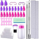 SIQUK Gel Nail Polish Remover Tools 900 Pcs Cotton Pads, 20 Pcs Nail Clips, 3 Pcs Nail File, 3 Pcs Nail Brush, Triangle Cuticle Pusher and Cutter Set, Pump Bottle and 1 Pair Sponge