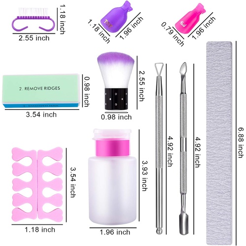  SIQUK Gel Nail Polish Remover Tools 900 Pcs Cotton Pads, 20 Pcs Nail Clips, 3 Pcs Nail File, 3 Pcs Nail Brush, Triangle Cuticle Pusher and Cutter Set, Pump Bottle and 1 Pair Sponge