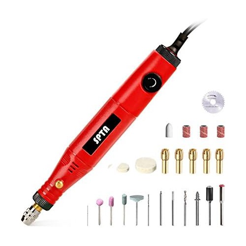  Electric Rotary Tool Kit, SPTA Mini Electric Grinder Set/Nail Drill Mini Handle Electric Drill Grinding Engraving Pen Milling Trimming Polishing Drilling Cutting Engraving Tool Kit