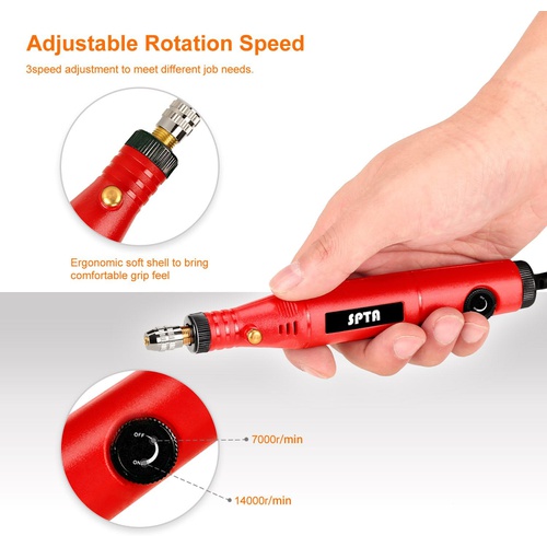  Electric Rotary Tool Kit, SPTA Mini Electric Grinder Set/Nail Drill Mini Handle Electric Drill Grinding Engraving Pen Milling Trimming Polishing Drilling Cutting Engraving Tool Kit