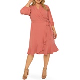 Standards & Practices Kylie Ruffle Wrap Dress_DUSTY PINK