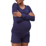 Stowaway Collection Lightweight Maternity Lounge Shorts_NAVY