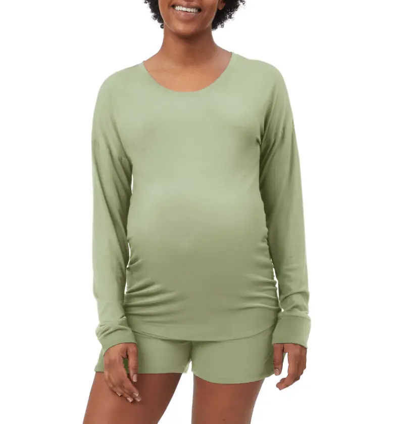 Stowaway Collection Lightweight Maternity Lounge Shorts_PISTACHIO