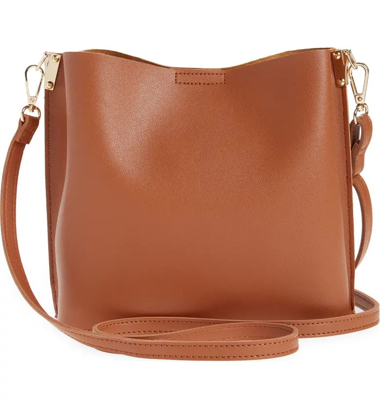  Street Level Faux Leather Crossbody Bag_BROWN