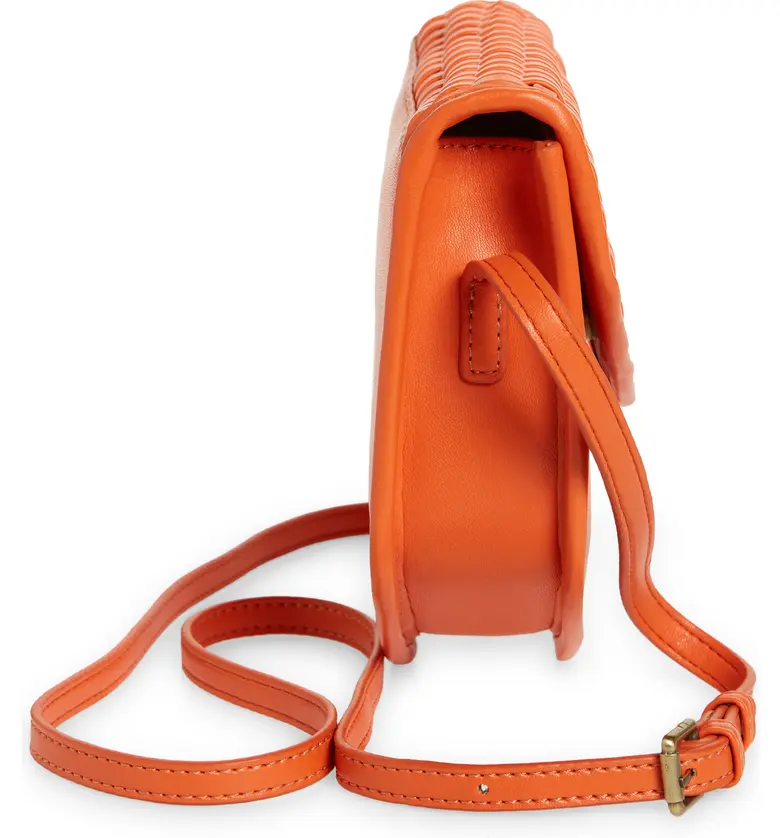  Street Level Woven Faux Leather Crossbody Bag_CORAL