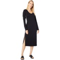 SUNDRY Long Sleeve Midi Dress with Piping