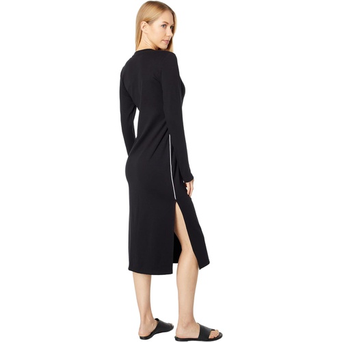  SUNDRY Long Sleeve Midi Dress with Piping